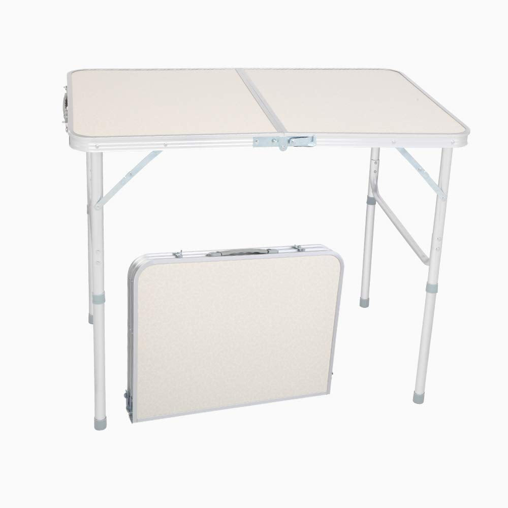White 3 Foot Plastic Folding Table with Carrying Handle S805542