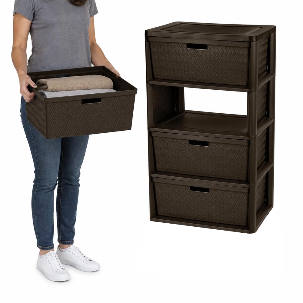 Brown 4 Drawer Plastic Storage Organizer W10192