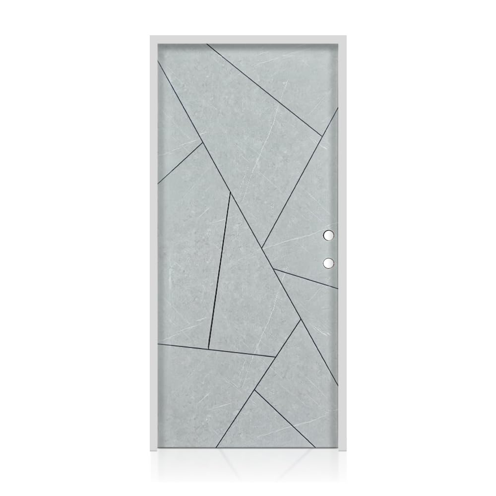 36 in. x 80 in. Gray Steel Prehung Front Door with Bore Hole B563