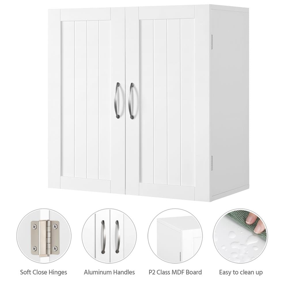 Wall Mounted White Bathroom Storage Cabinet with Doors T4148