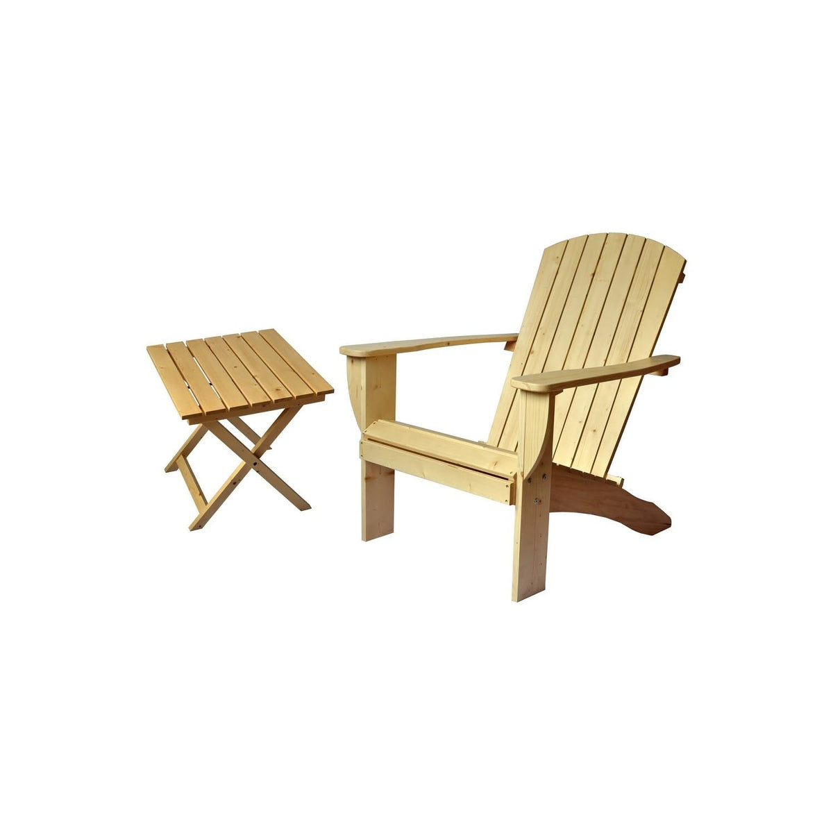 Unfinished Solid Cedar Adirondack Chair with Folding Table R3651