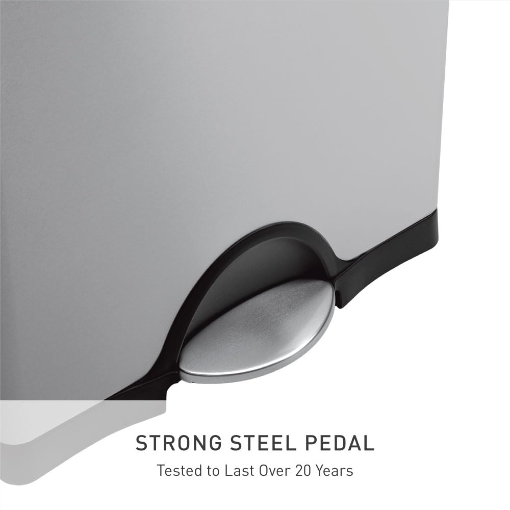 50 Liter Rectangular Brushed Stainless Steel Step Trash Can S97896