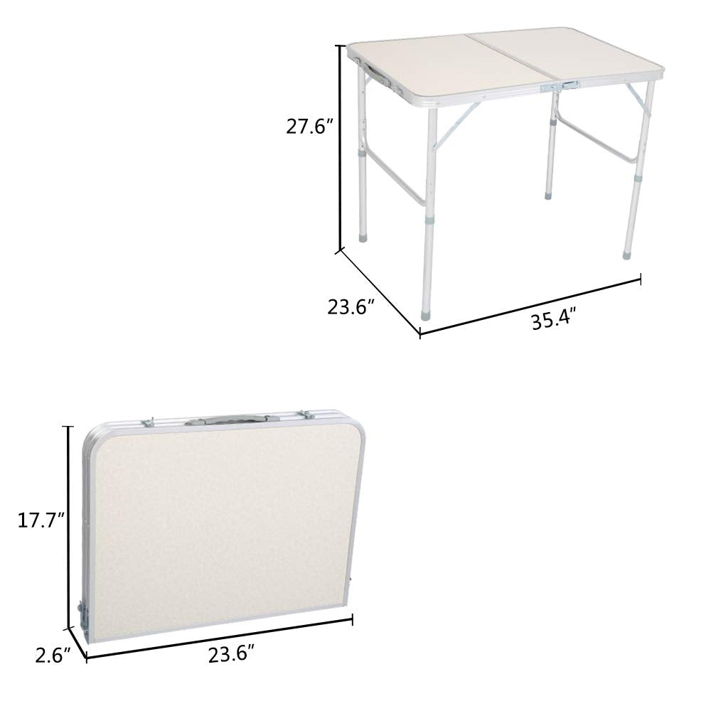 White 3 Foot Plastic Folding Table with Carrying Handle S805542