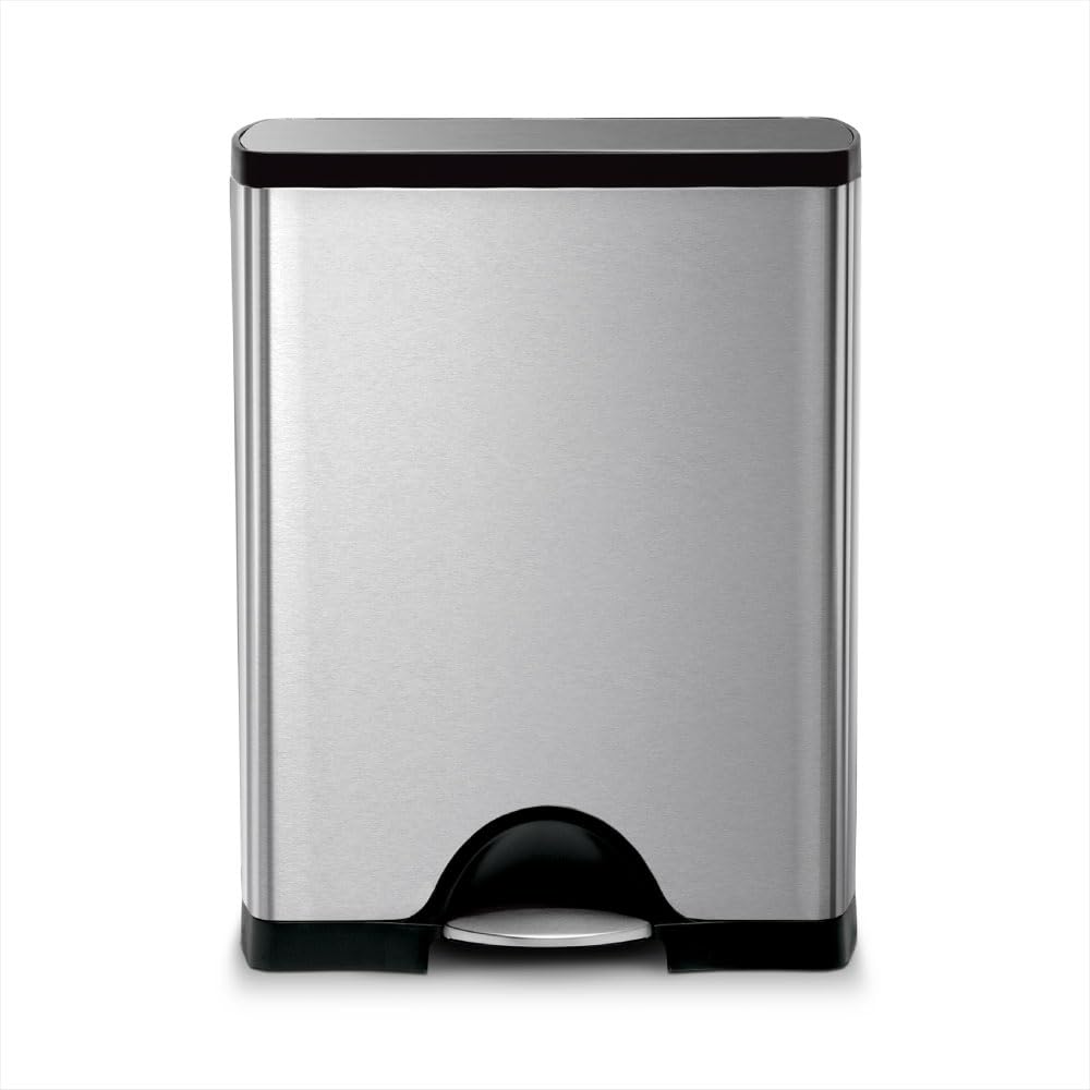 50 Liter Rectangular Brushed Stainless Steel Step Trash Can S97896