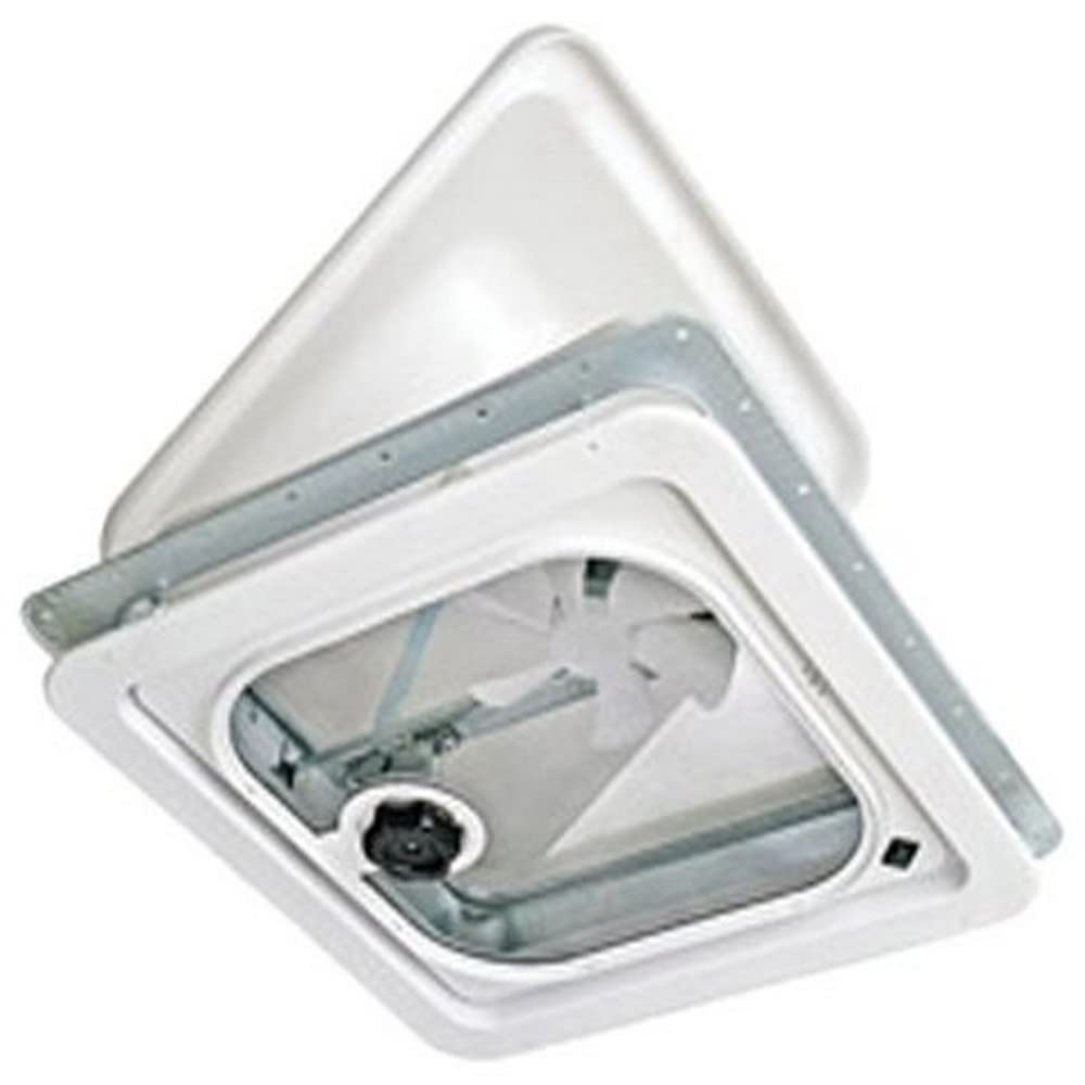 Birch White 14" 12V Radius Corner Vent with Pop Up Screen N945569