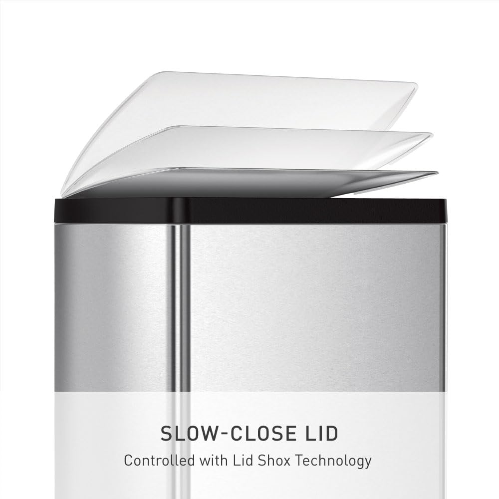 50 Liter Rectangular Brushed Stainless Steel Step Trash Can S97896