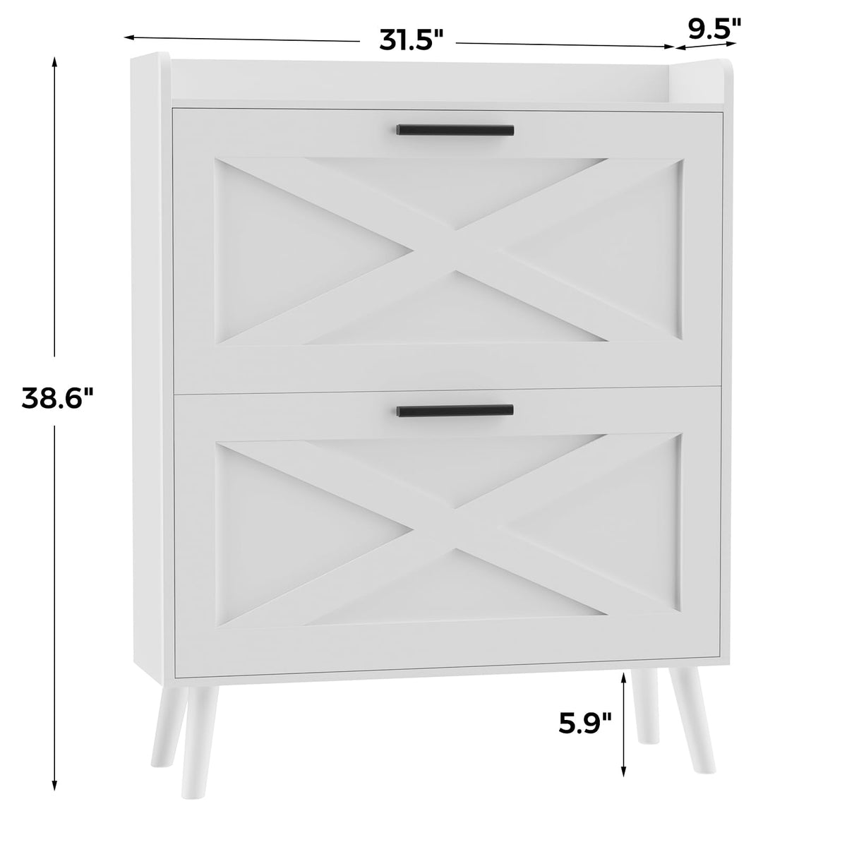 Farmhouse Shoe Storage Cabinet with Flip Drawers N2478