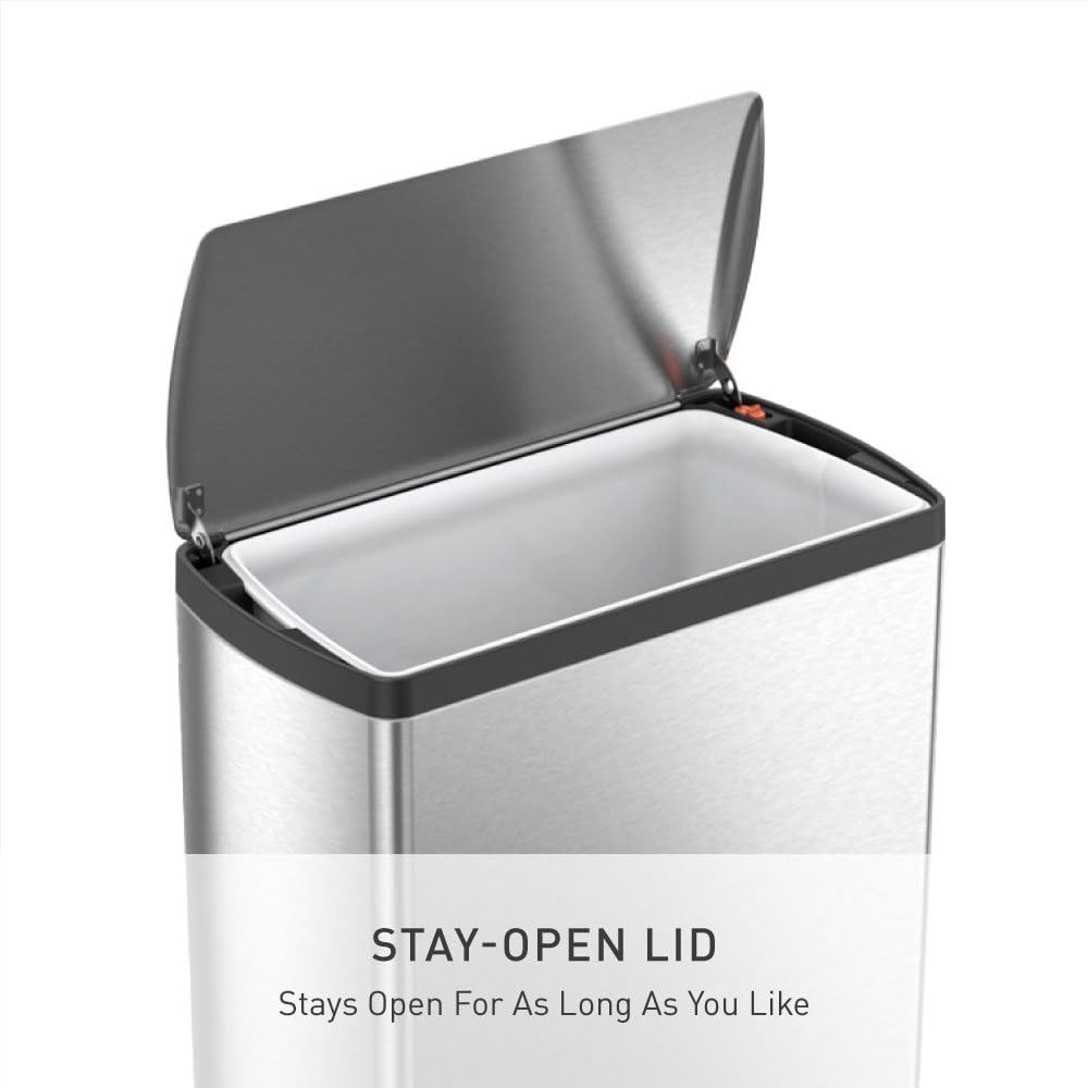 50 Liter Rectangular Brushed Stainless Steel Step Trash Can S97896