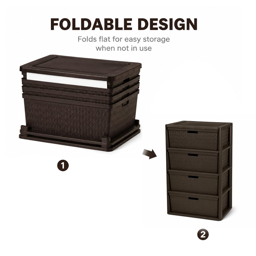 Brown 4 Drawer Plastic Storage Organizer W10192