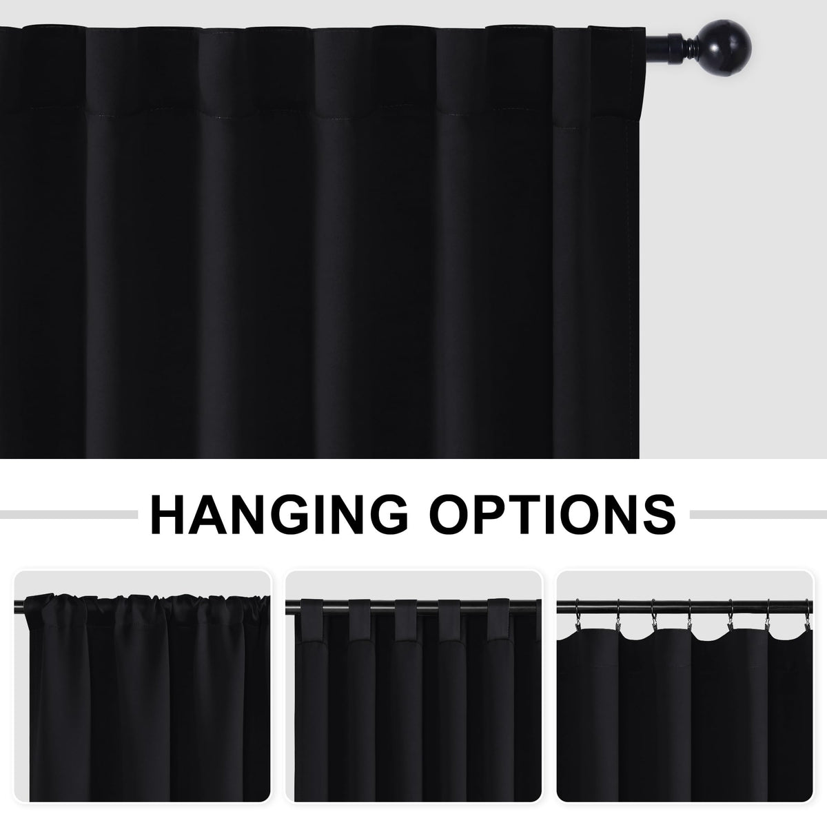 Blackout Room Divider Curtain 120 x 96 Inches Black U297