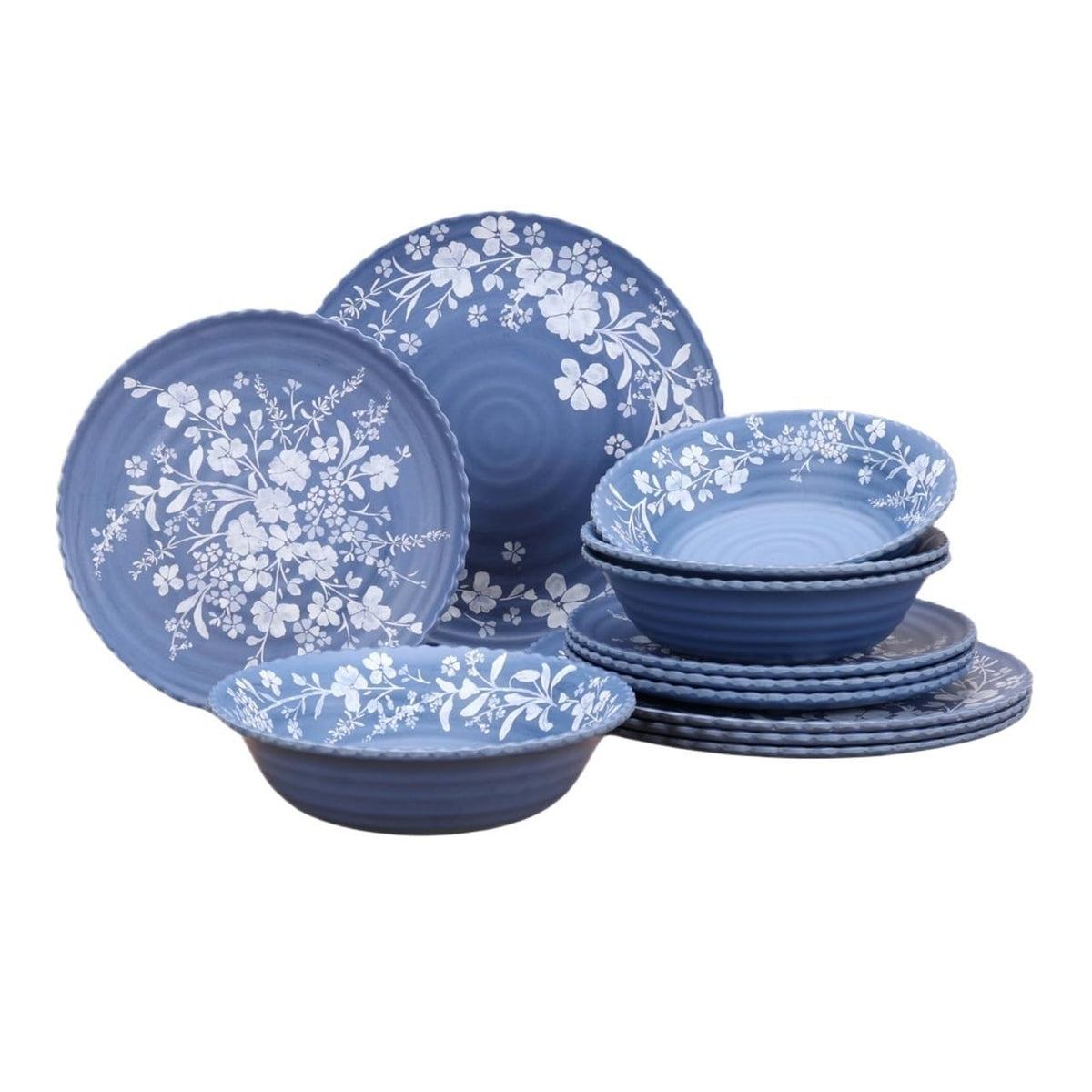 12 Piece Blue Bamboo Melamine Dinnerware Set Y787