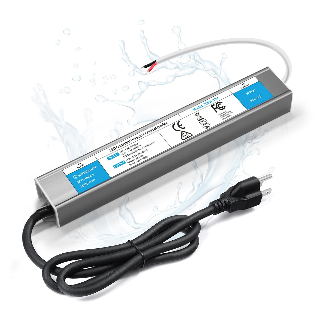 200 Watts Waterproof IP67 LED Driver 85V-265V AC to 12V DC Converter R862