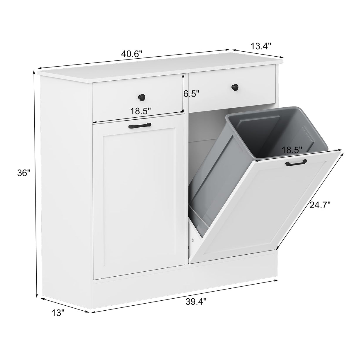 White 20-Gallon Wooden Tilt-Out Trash Can Cabinet A136339