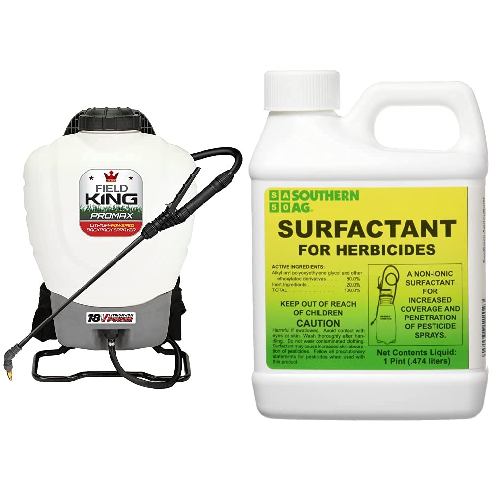 Battery Powered Backpack Sprayer, 4 gal, White & Surfactant for Herbicides Non-Ionic, 16oz X53221
