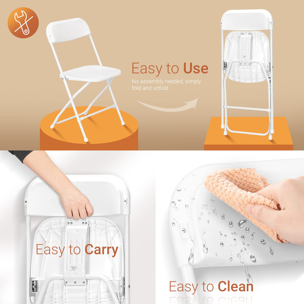 White 10 Pack Folding Chair W817
