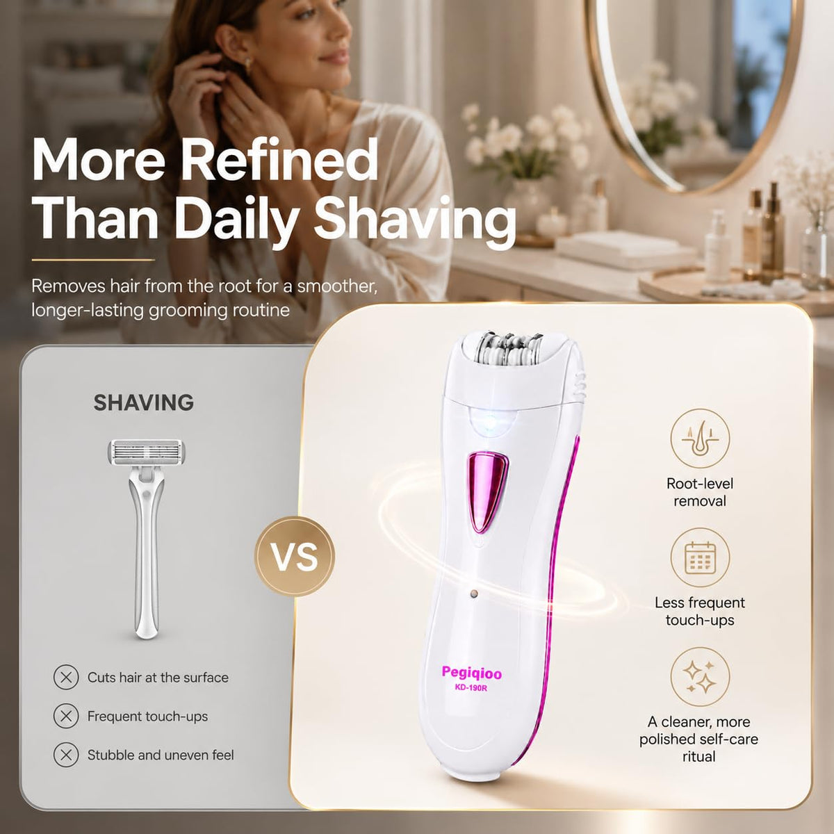 Facial Epilator with LED Light, Bikini Trimmer M1272