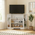Corner TV Stand with Power Outlet & Barn Doors V670