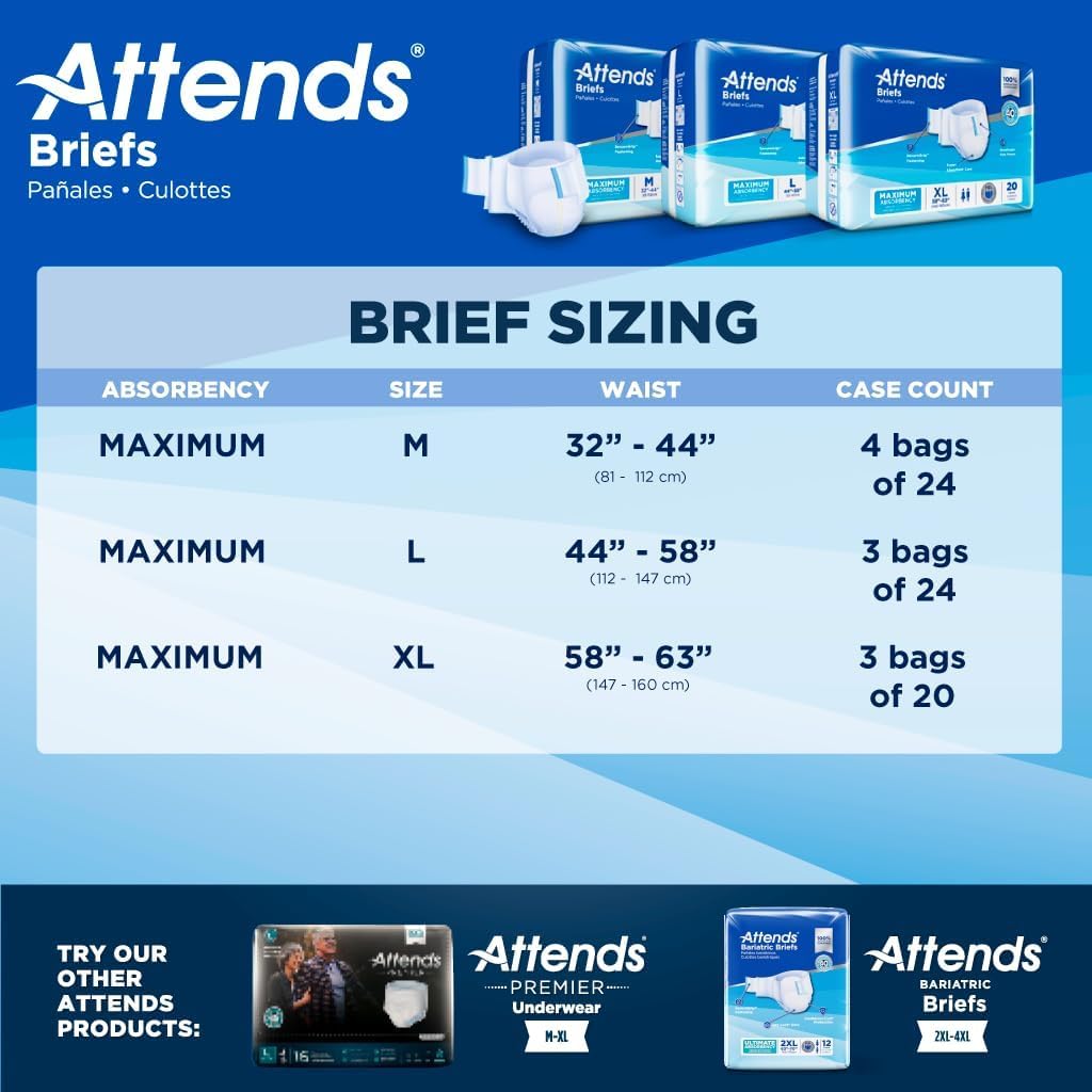 Adult Incontinence Briefs Medium Maximum Absorbency 24 Ct L50207