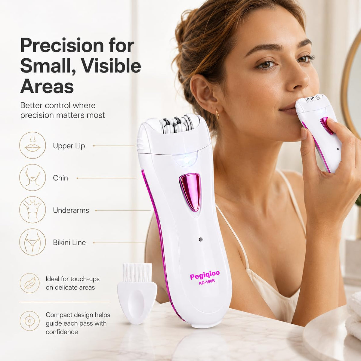 Facial Epilator with LED Light, Bikini Trimmer M1272