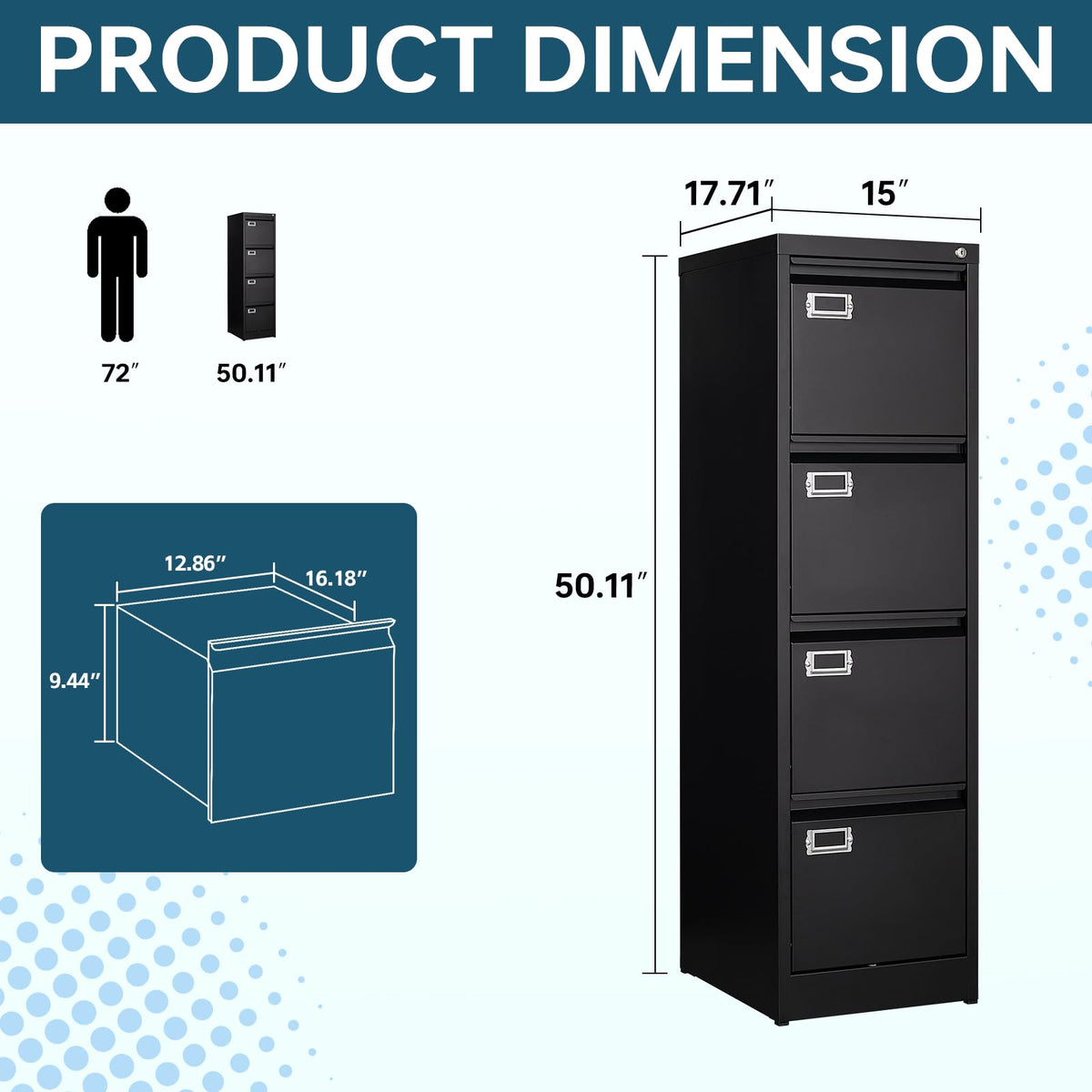 4 Drawer Metal File Cabinet with Lock B861703