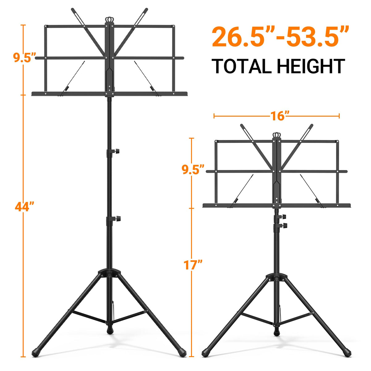 Black Portable Sheet Music Stand with Clamp and Carrying Bag K368429