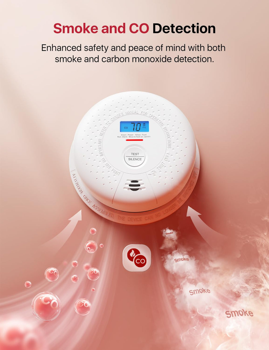 Wireless Interconnected Combination Smoke & CO Alarm V863