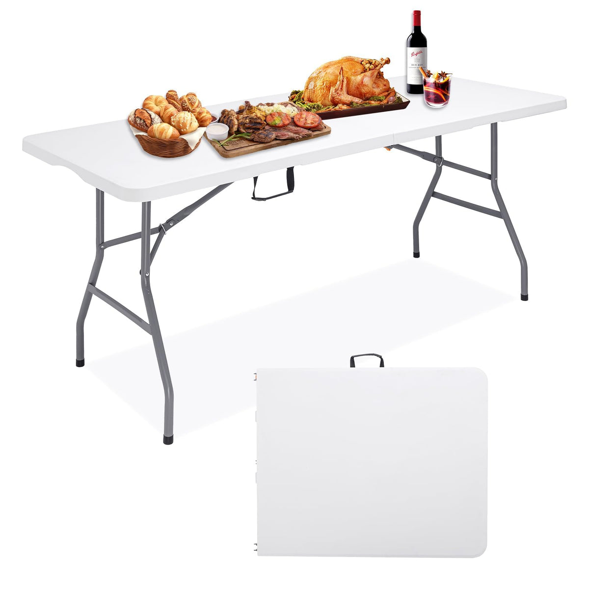 6Ft Heavy Duty Portable Plastic Folding Table W188