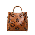 Women Embossed Bucket Bag Shoulder Crossbody Bag 2Pcs Set Q68841