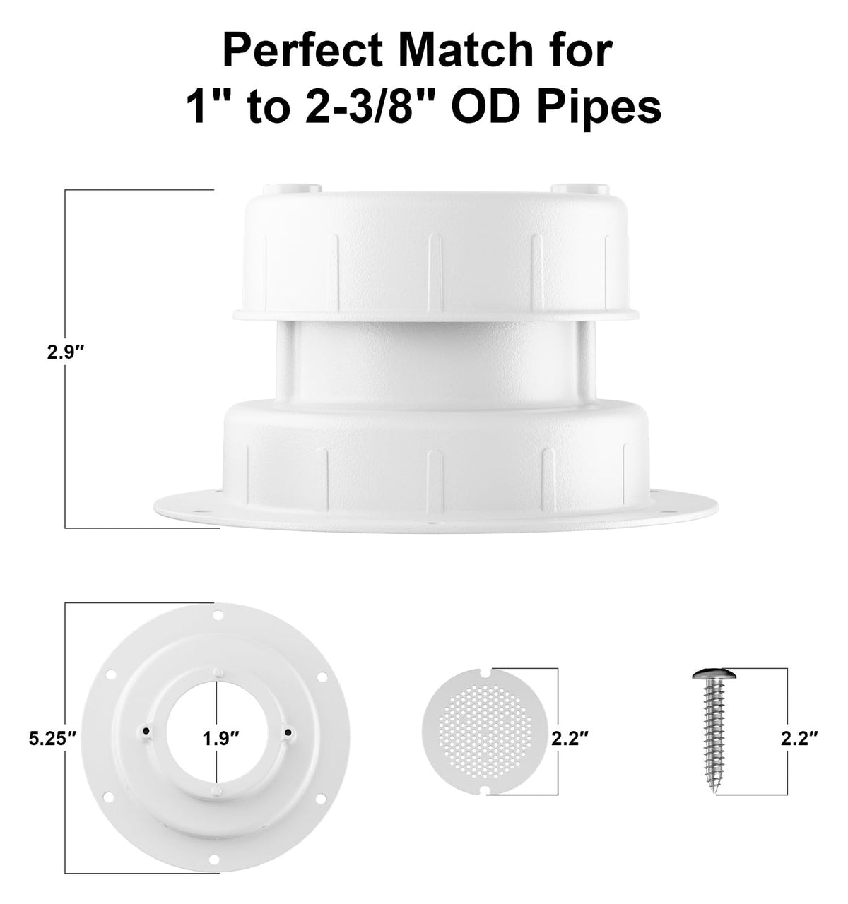 Aluminum RV Sewer Vent Cap with Screen H7443
