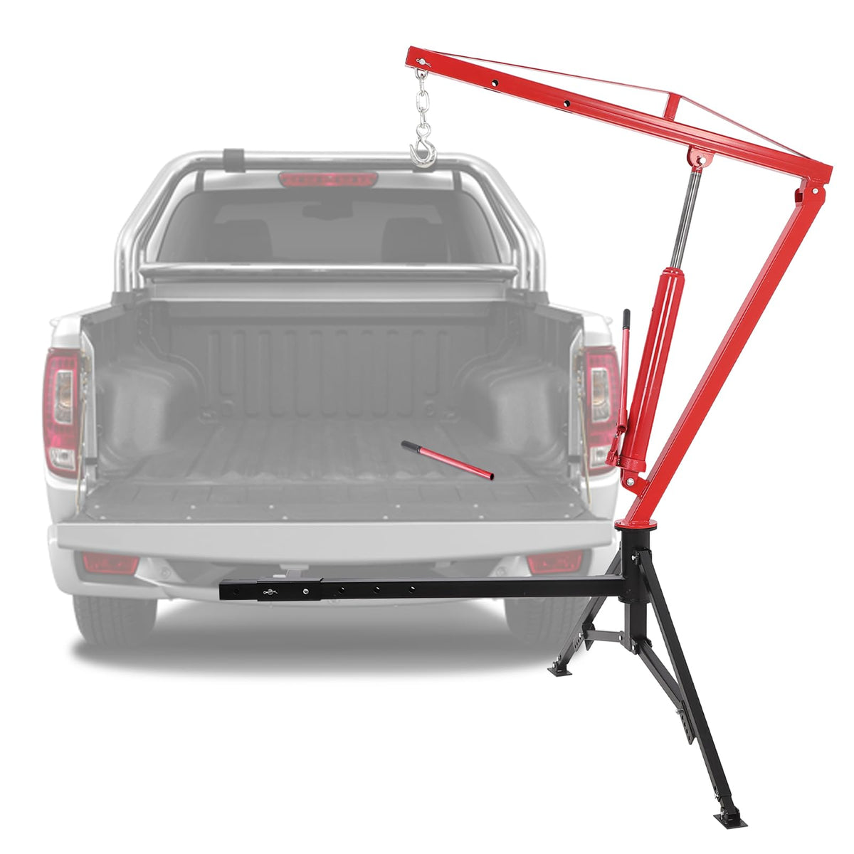 Hydraulic Pickup Truck Crane 360° Swivel 2-Inch Hitch Receiver 1000 Lbs Y779669