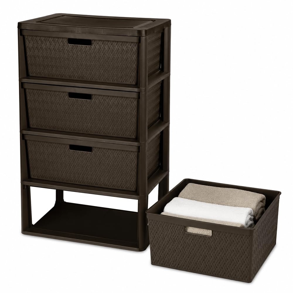 Brown 4 Drawer Plastic Storage Organizer W10192