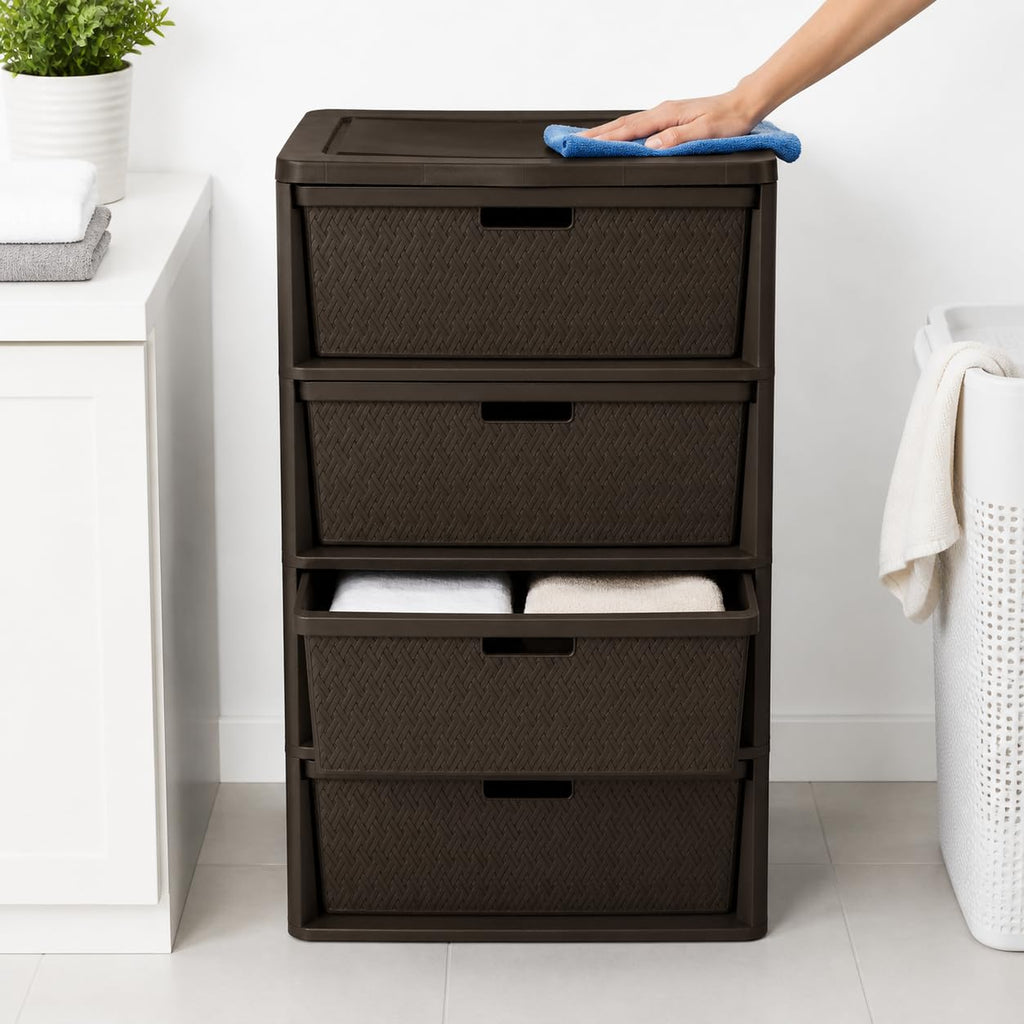 Brown 4 Drawer Plastic Storage Organizer W10192
