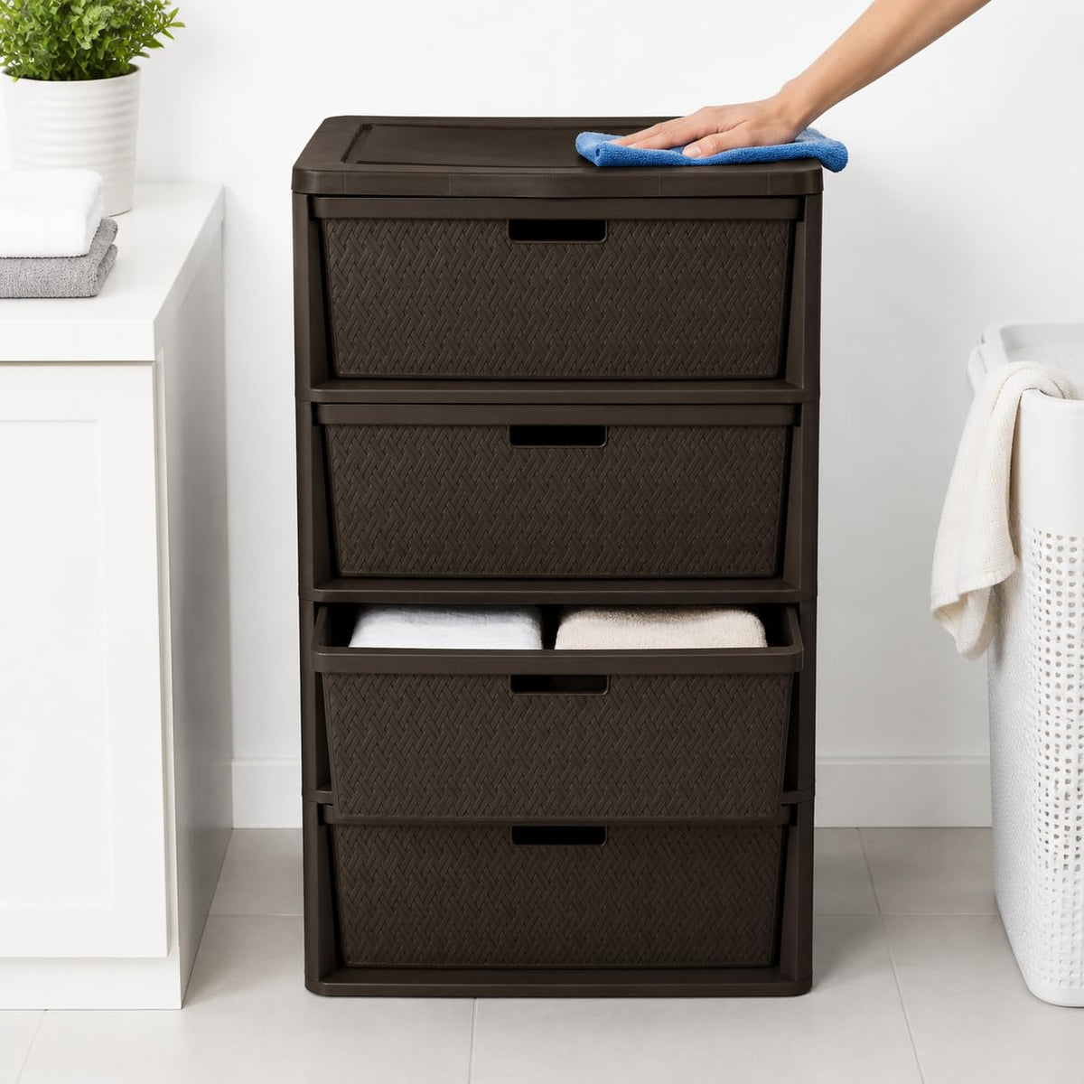 Brown 4 Drawer Plastic Storage Organizer W10192