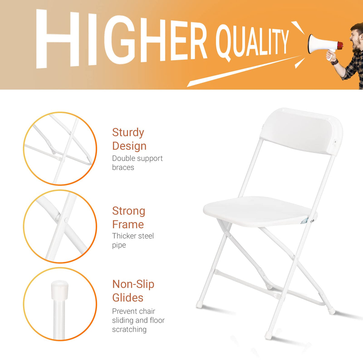 White 10 Pack Folding Chair W817