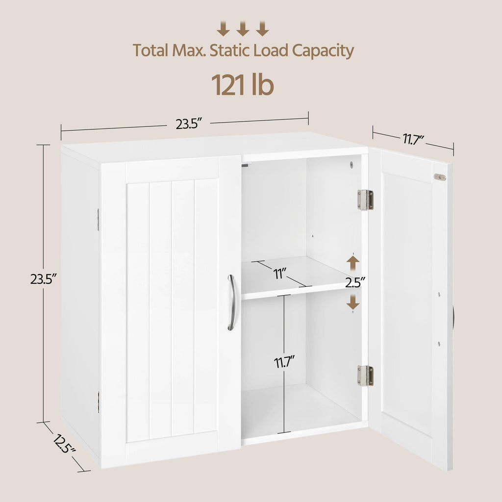 Wall Mounted White Bathroom Storage Cabinet with Doors T4148
