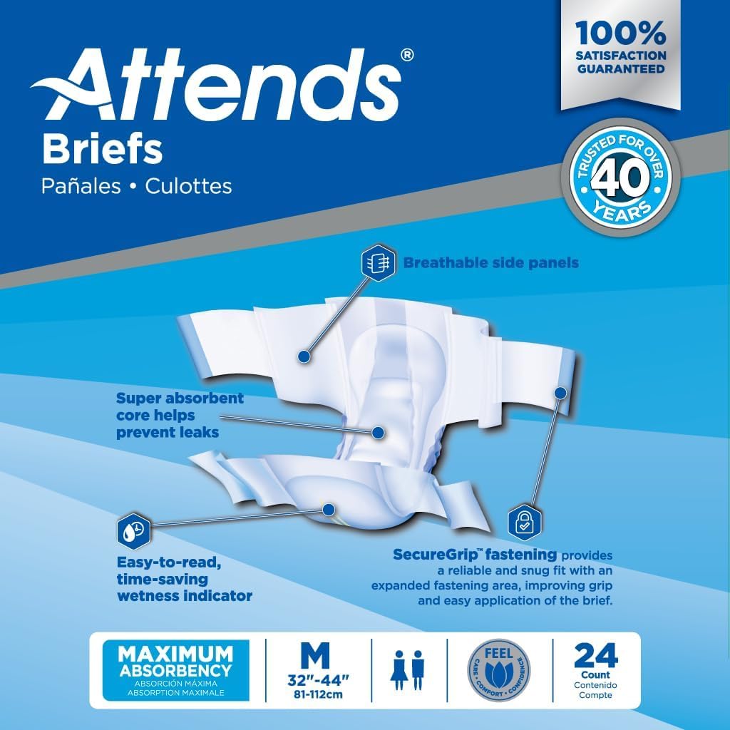 Adult Incontinence Briefs Medium Maximum Absorbency 24 Ct L50207