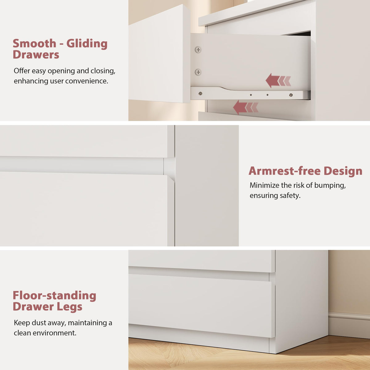 White 5 Drawer Dresser Chest of Drawers M860028