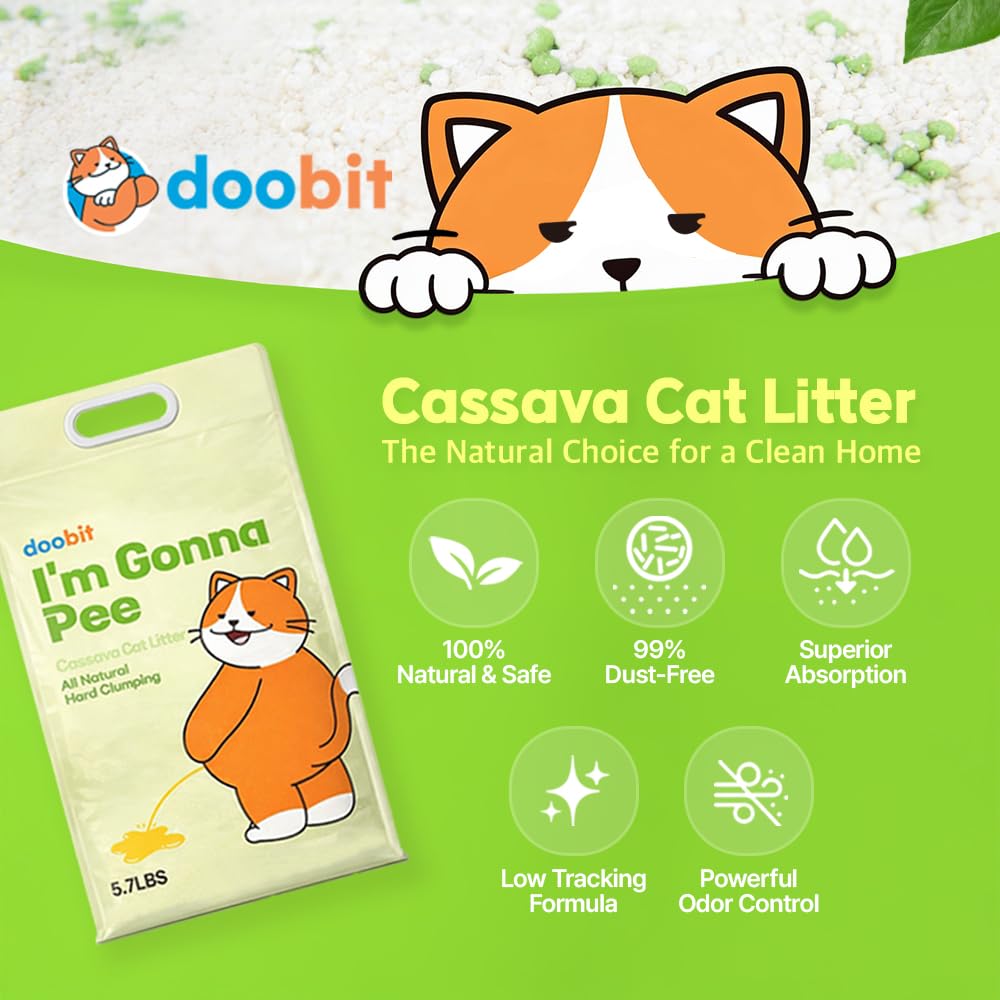 Cassava Cat Litter, Odor Control Dust-Free Clumping Litter C469350
