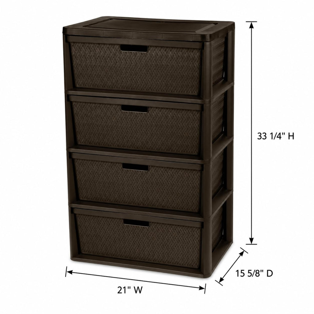 Brown 4 Drawer Plastic Storage Organizer W10192