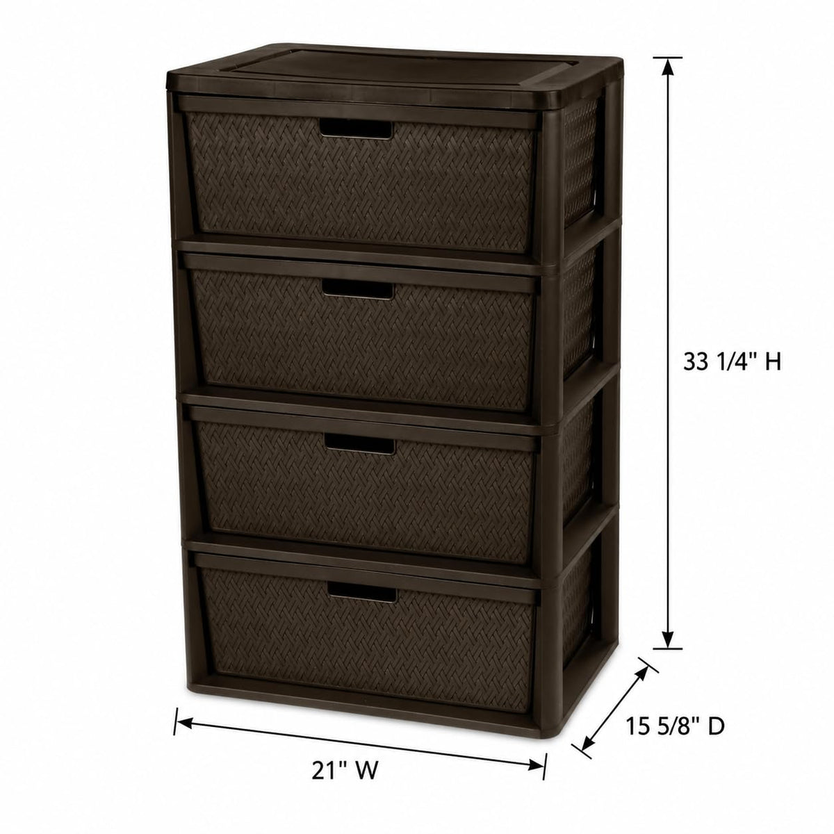 Brown 4 Drawer Plastic Storage Organizer W10192
