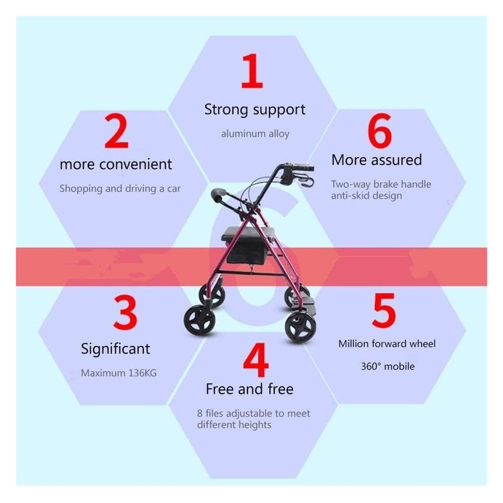 Folding Aluminum Rollator Walker with Seat N963049