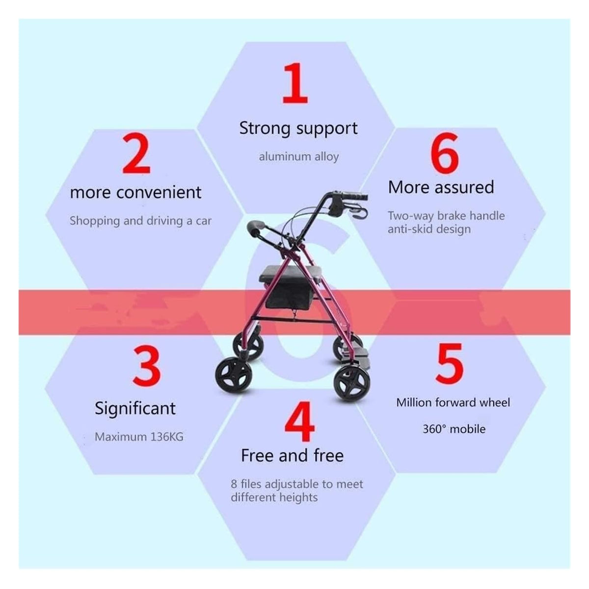 Folding Aluminum Rollator Walker with Seat N963049
