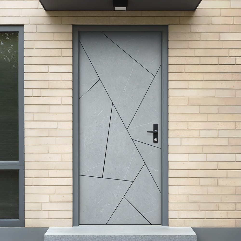 36 in. x 80 in. Gray Steel Prehung Front Door with Bore Hole B563