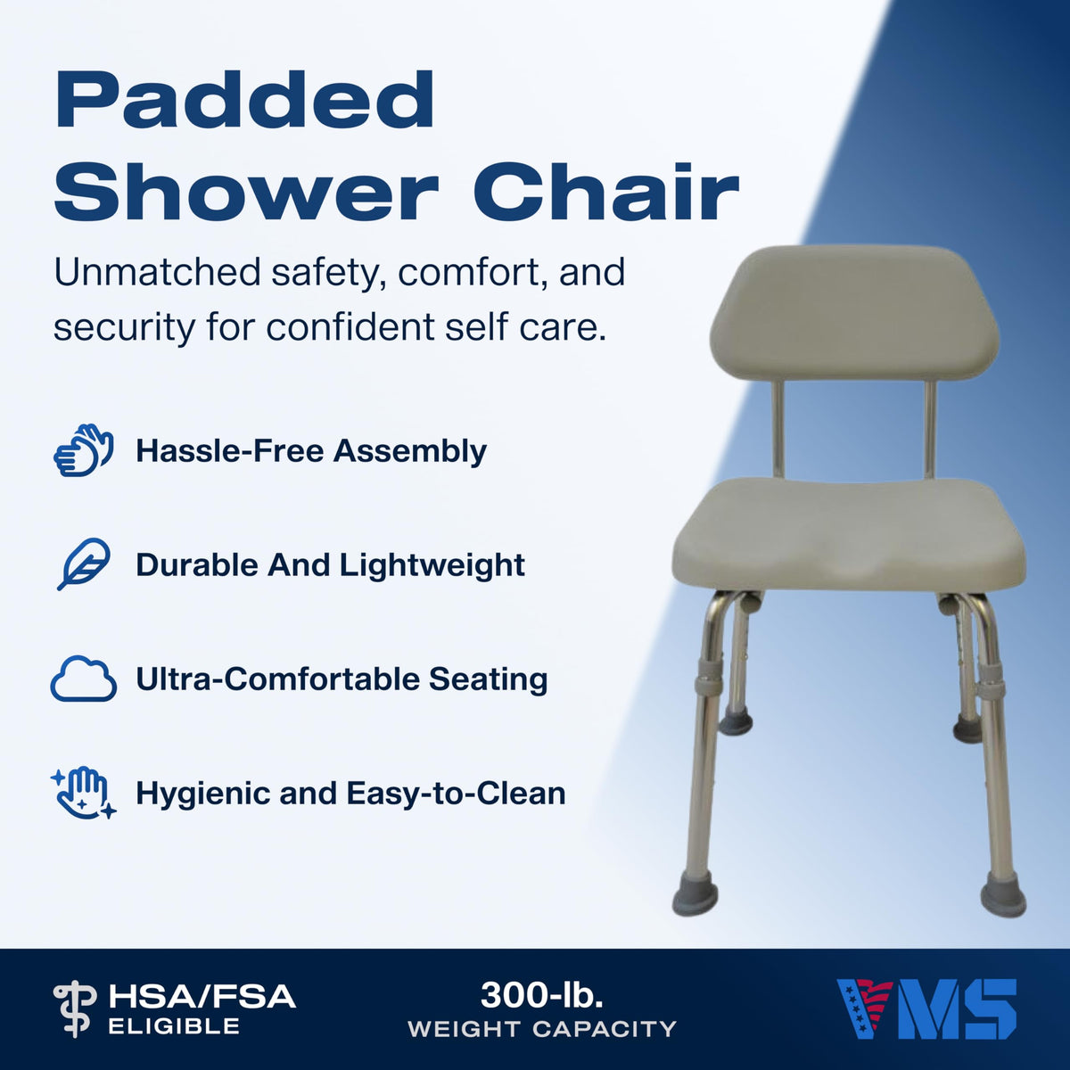 Padded Shower Chair 300 lbs Weight Capacity P22353