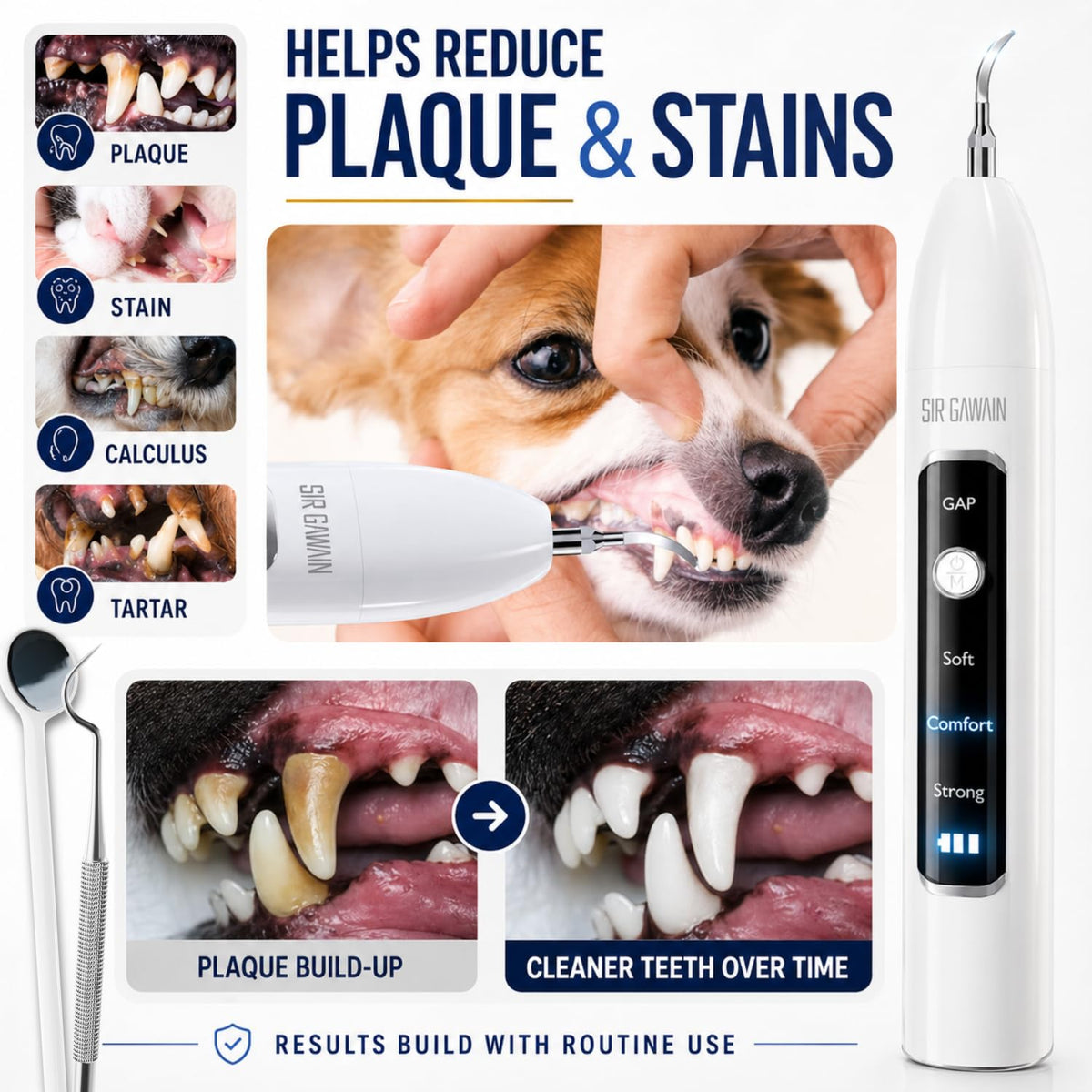 Ultrasonic Pet Dental Cleaner with 4 Tips and 3 Modes J71819