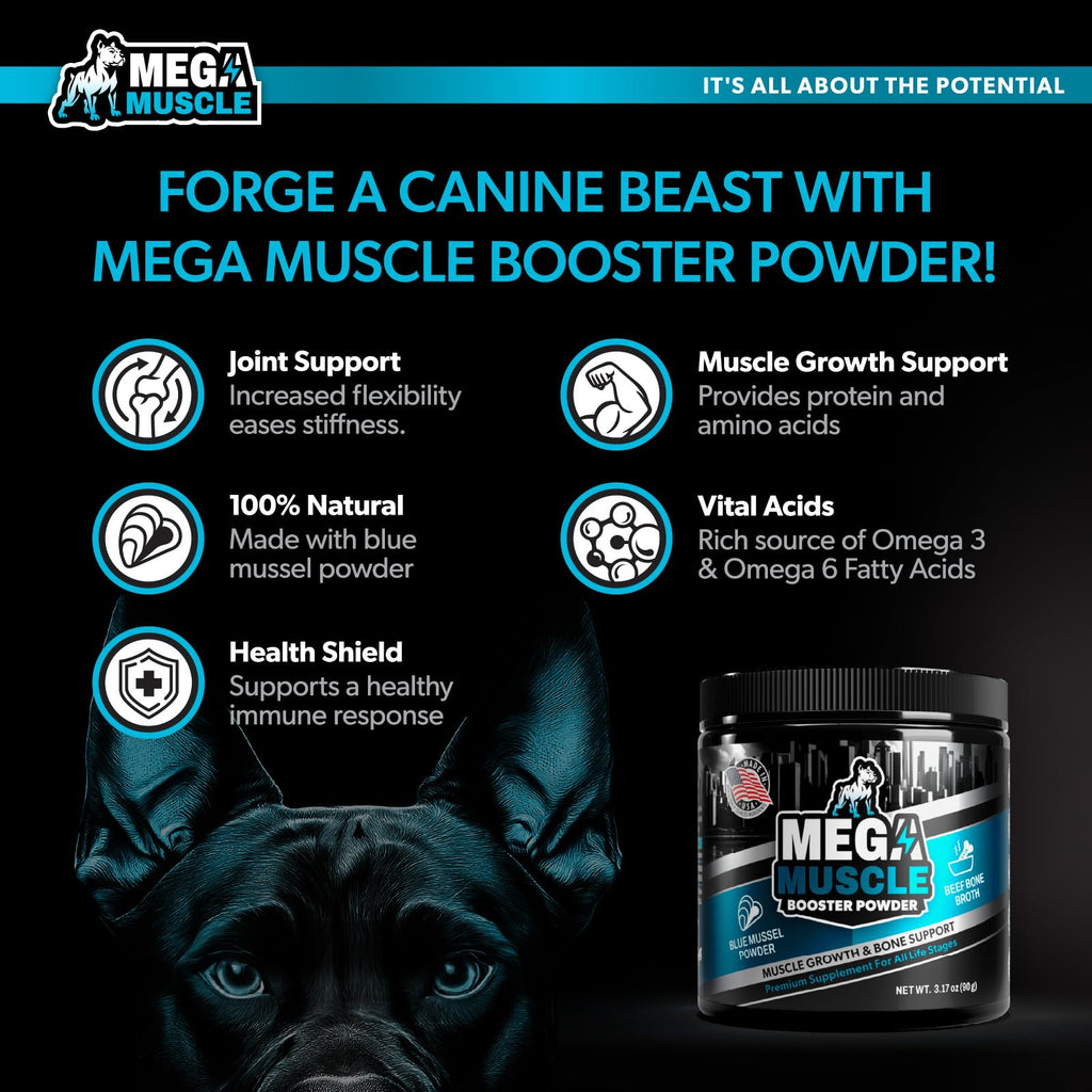 Dog Muscle Support Powder Blue Mussel Bone Broth Food Topper 3.2 oz C26502