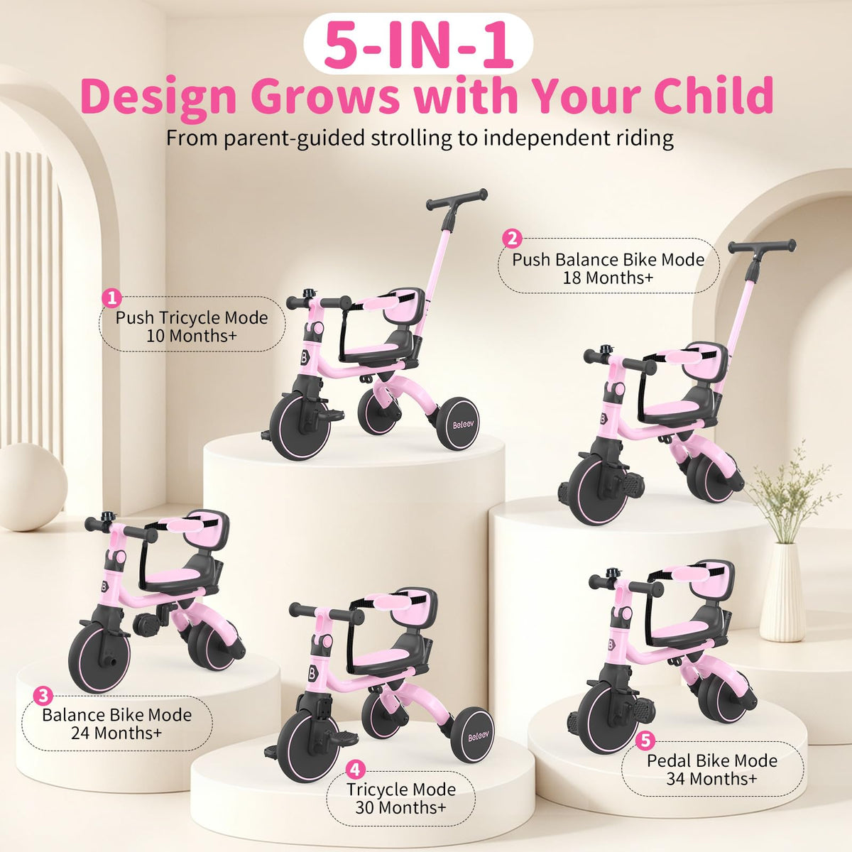 5 in 1 Toddler Tricycle & Balance Bike G328179