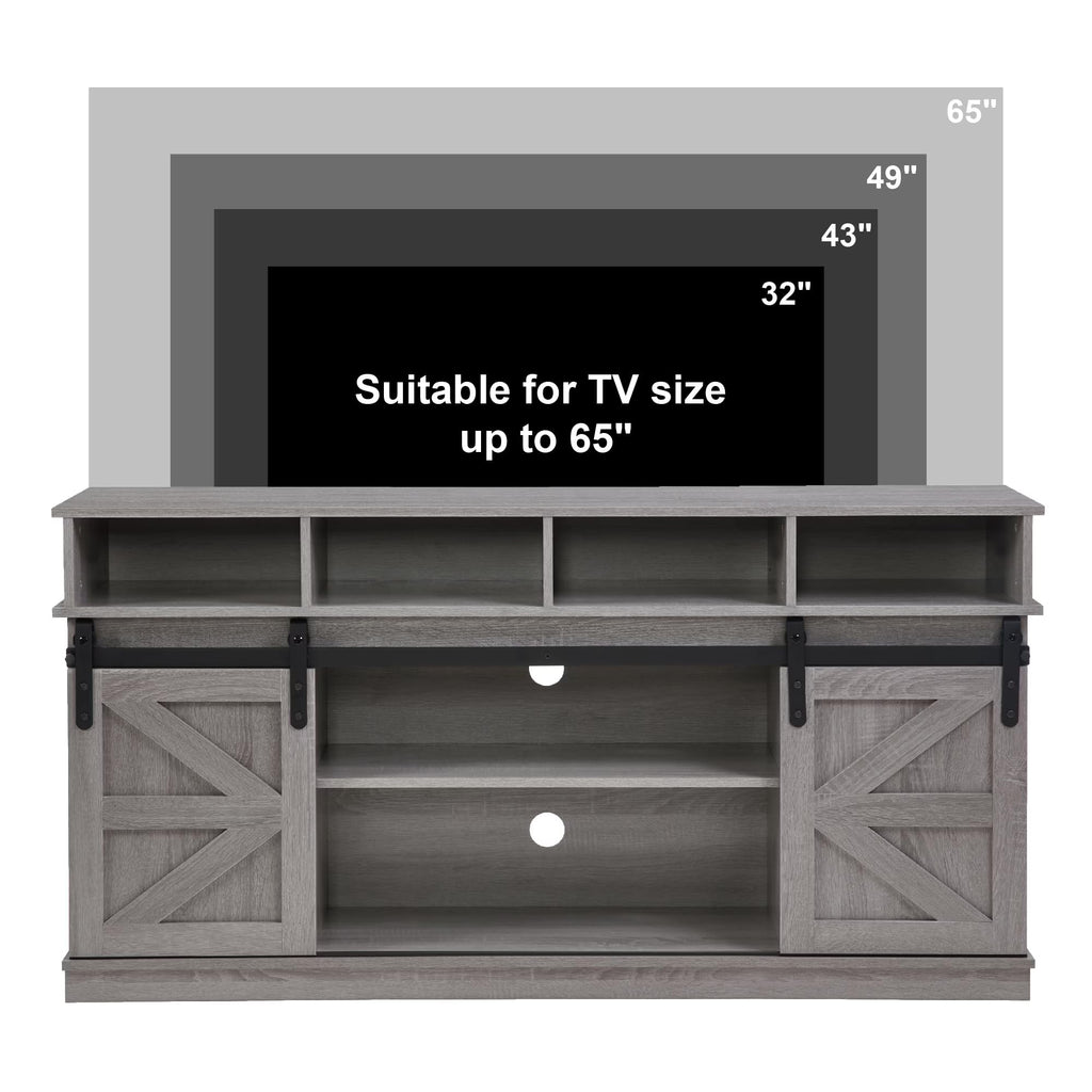 65" Grey TV Stand with Sliding Doors R7025