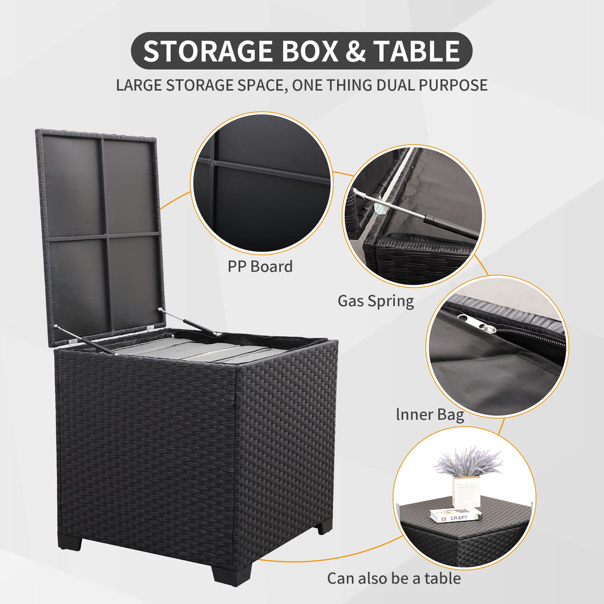 6 PCS Patio Furniture Set with Fire Table and Storage Box W17287