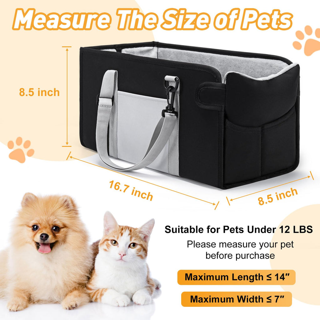 Portable Dog Car Seat for Small Dogs, Black M12482